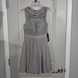 Lulu's Formal Backless Mini Dress Gray S NWT